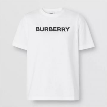 BURBERRY 80567241 女士白色 徽标印花棉质 T恤