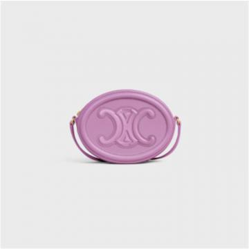 CELINE 10I703DPQ 女士紫色 TRIOMPHE 光滑牛皮斜挎椭圆形钱包