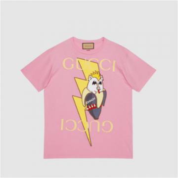 GUCCI 615044 女士粉色 Gucci 和闪电 Bananya T恤