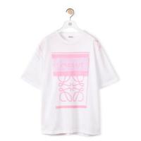 LOEWE H526Y22X27 男士白色拼粉色 棉质复印效果 Anagram T恤