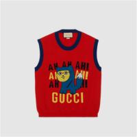 GUCCI 699112 男士红色 Gucci 小浣熊嵌花羊毛马甲