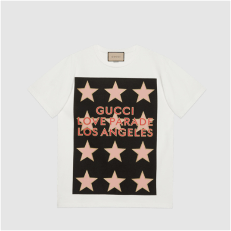 GUCCI 548334 男士白色 “Gucci Love Parade”印花 T恤