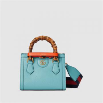 GUCCI 702732 女士浅蓝色 Gucci Diana 竹节迷你托特包