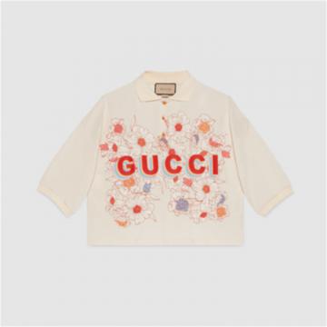 GUCCI 709394 女士米白色 Gucci Lovelight 棉质印花 Polo上衣