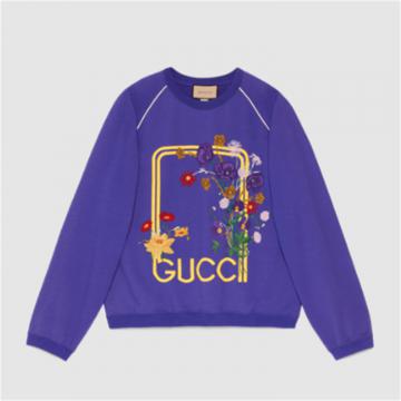 GUCCI 706921 男士蓝色 Gucci Lovelight 系列针织棉卫衣