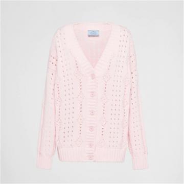PRADA P25L48 女士粉色 镂空针织棉质开衫