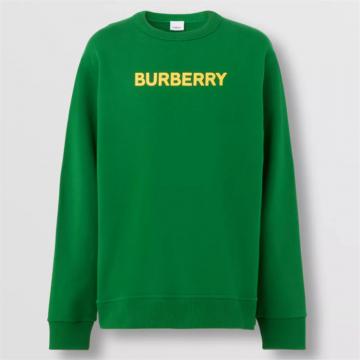 BURBERRY 80553111 男士常春藤绿色 徽标印花棉质运动衫