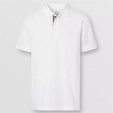BURBERRY 80552291 男士白色 专属标识装饰珠地网眼布棉质 Polo 衫