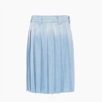 MIUMIU GWD279 女士浅蓝色 Pleated chambray skirt