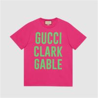 GUCCI 548334 男士亮粉色 “Gucci Clark Gable”印花 T恤