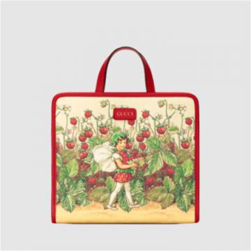 GUCCI 605614 女士红色 饰草莓仙子印花儿童手提包