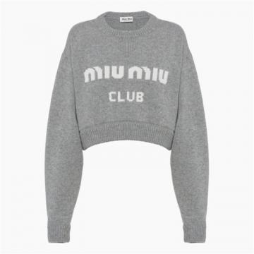MIUMIU MML664 女士灰色 Cropped cashmere sweater