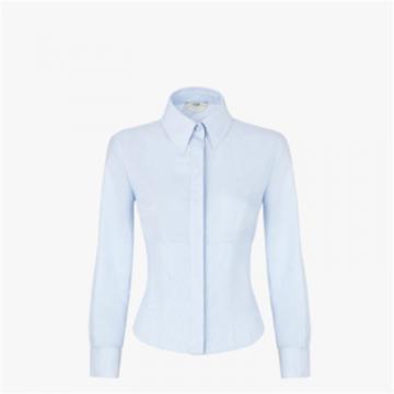 FENDI FS7566AJYMF0EX7 女士浅蓝色 微型细条纹棉质衬衫