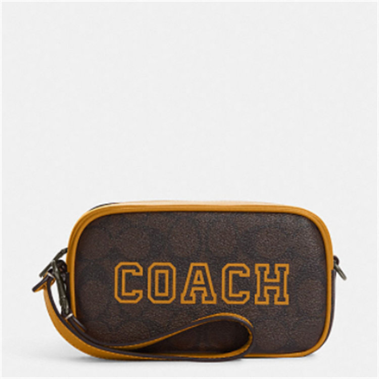 COACH CB851 QBUOD 女士黄色拼深咖色 JAMIE 腕包