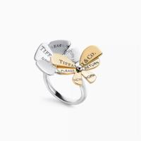 Tiffany GRP10936 女士银色 纯银和 18K 黄金蝴蝶花朵戒指