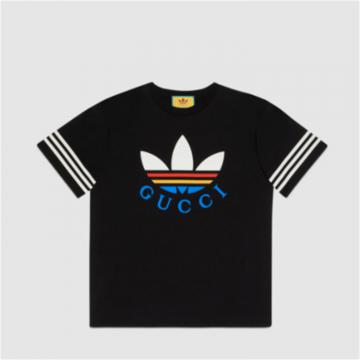 GUCCI 616036 男士黑色 adidas x Gucci 联名系列棉质 T恤