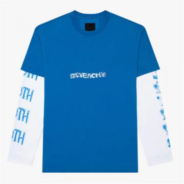 GIVENCHY BM71DN3Y6B 男士亮蓝色 超大版型 T恤