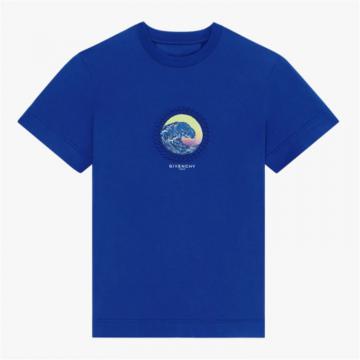 GIVENCHY BM71D93Y6B 男士海洋蓝色 印花修身 T恤