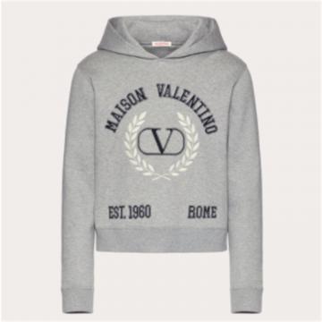 VALENTINO 1V3MF22U8MG0F3 男士灰色 MAISON VALENTINO 刺绣棉质卫衣
