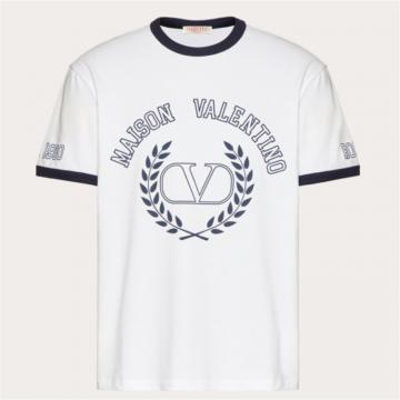 VALENTINO 1V3MG10V8RVQE6 男士白色 MAISON VALENTINO 印花棉质 T恤