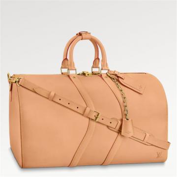 LV M55609 女士藕粉色 KEEPALL BANDOULIÈRE 50 旅行袋