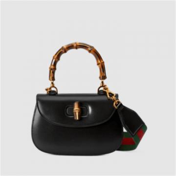 GUCCI 675797 女士黑色 Gucci Bamboo 1947 竹节小号手袋