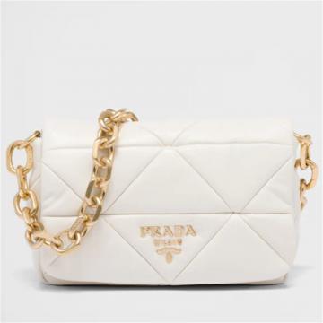 PRADA 1BD328 女士白色 Prada System 软羊皮拼接单肩包