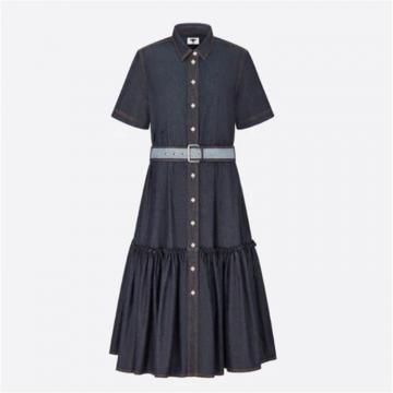 DIOR 312R17A3517 女士蓝色 DENIM COUTURE 衬衫式连衣裙