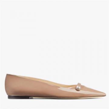JIMMY CHOO 女士芭蕾粉色 ROSALIA FLAT 漆皮平底鞋