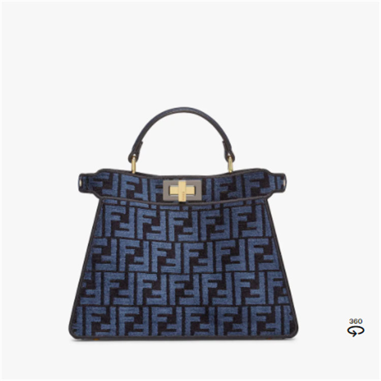 FENDI 8BN327ALG7F1IQU 女士深蓝色 Peekaboo ISeeU 小号手袋