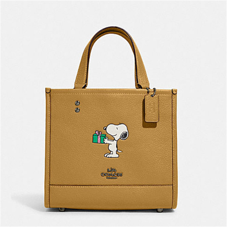 COACH CE918 QBRQD 女士黄色 COACH X PEANUTS DEMPSEY 22号托特包