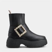 RogerVivier RVW64233920QGWB999 女士黑色 Viv' Rangers 闪钻皮革踝靴