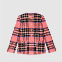 GUCCI 711528 女士粉色 苏格兰格纹羊毛夹克