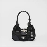 PRADA 1BA381 女士黑色 Prada Moon Re-Nylon 再生尼龙和牛皮手袋