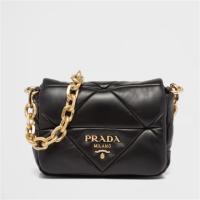 PRADA 1BD292 女士黑色 Prada System 软羊皮拼缝单肩包