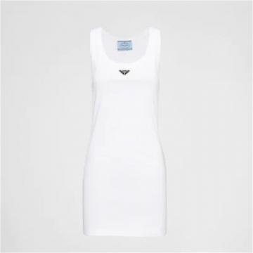PRADA 33560C 女士白色 罗纹设计平纹针织连衣裙