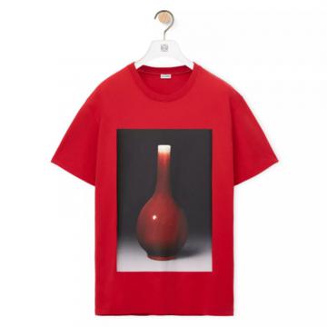 LOEWE H800Y22X18 女士红色 棉质陶瓷印花 T恤