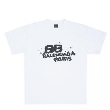 BALENCIAGA 612965TNVN49040 女士白色 HAND DRAWN BB ICON 中号版型 T恤