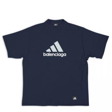 BALENCIAGA 731769TNVA64356 男士深蓝色 BALENCIAGA / adidas 宽大 T恤