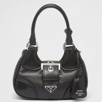 PRADA 1BA381 女士黑色 Prada Soft 加衬软羊皮手袋