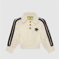 GUCCI 717297 女士白色 adidas x Gucci 联名系列马海毛针织 Polo 衫