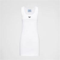 PRADA 33560C 女士白色 罗纹设计平纹针织连衣裙