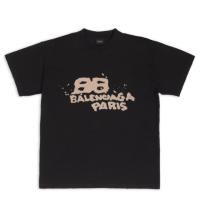 BALENCIAGA 612965TNVN41059 女士黑色 HAND DRAWN BB ICON 中号版型 T恤