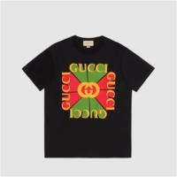 GUCCI 717422 女士黑色 Gucci 复古标识印花 T恤