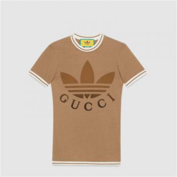 GUCCI 723405 女士驼色 adidas x Gucci 联名系列棉质 T恤