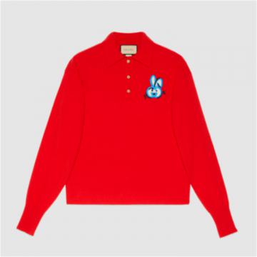 GUCCI 725691 男士红色 中国新年系列羊毛 Polo衫