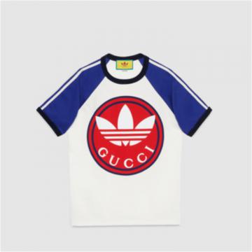 GUCCI 722938 男士象牙白色 adidas x Gucci 联名系列针织棉 T恤