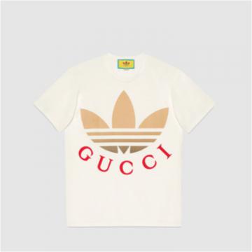 GUCCI 548334 男士象牙白色 adidas x Gucci 联名系列针织棉 T恤