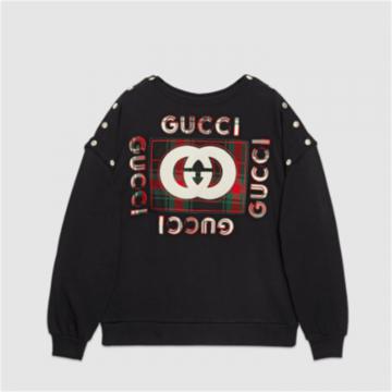 GUCCI 717416 女士黑色 Gucci 复古标识棉质卫衣