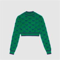 GUCCI 693829 女士绿色拼蓝色 adidas x Gucci 联名系列羊毛提花毛衣